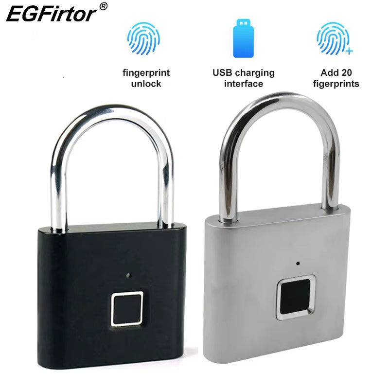 Biometric Door Lock Keyless Fingerprint Padlock Security Fingerprint Lock Electric Luggage Case Smart Lock Anti-Theft Door Lock