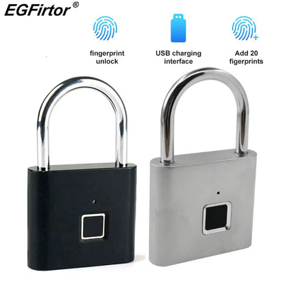 Biometric Door Lock Keyless Fingerprint Padlock Security Fingerprint Lock Electric Luggage Case Smart Lock Anti-Theft Door Lock